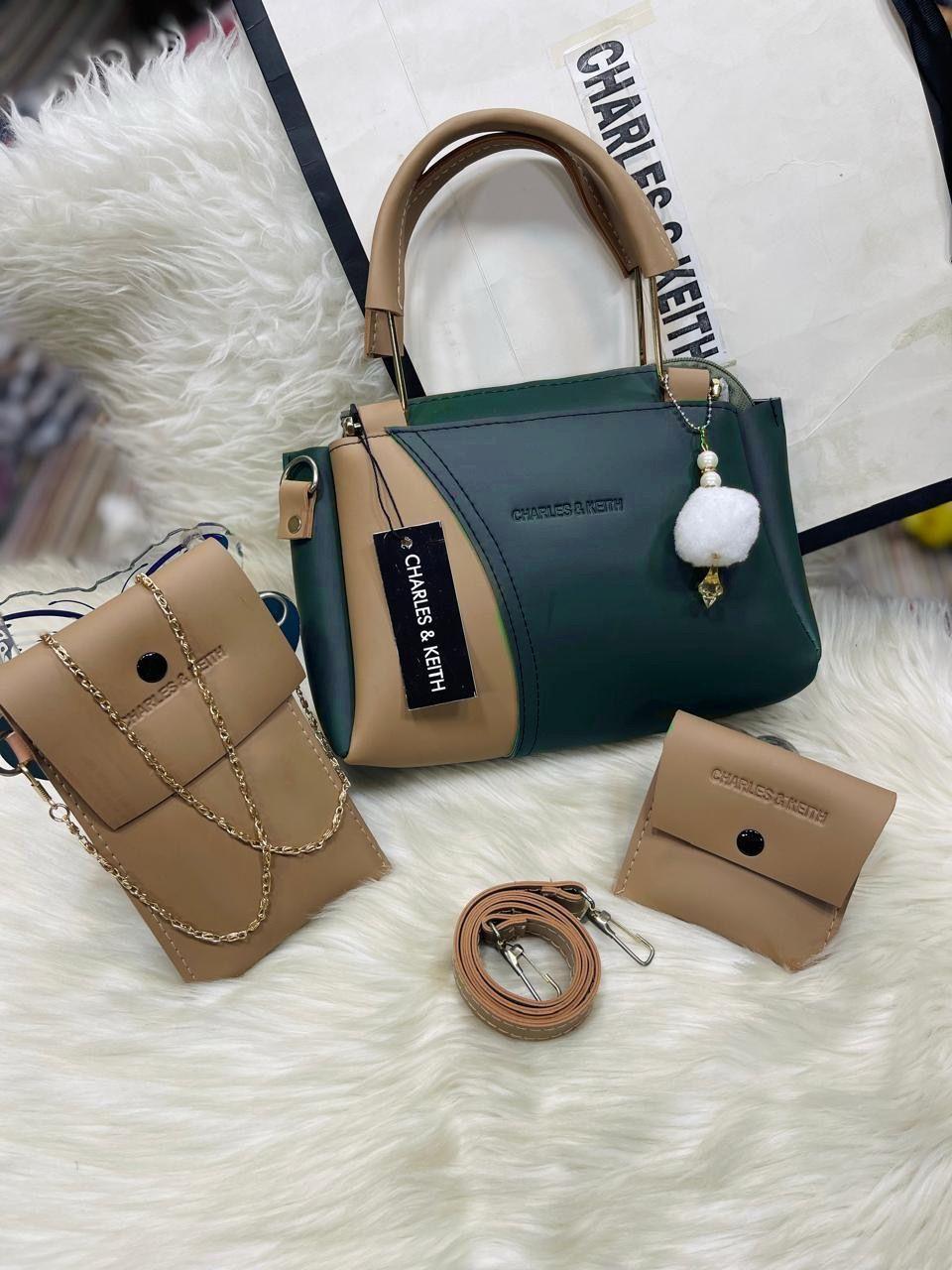 Women's Rexine Plain Hand Bag Set