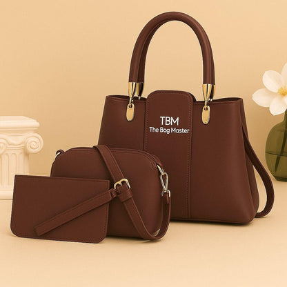 Women's Rexine Plain Hand Bag Set