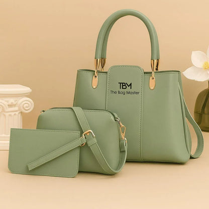 Women's Rexine Plain Hand Bag Set