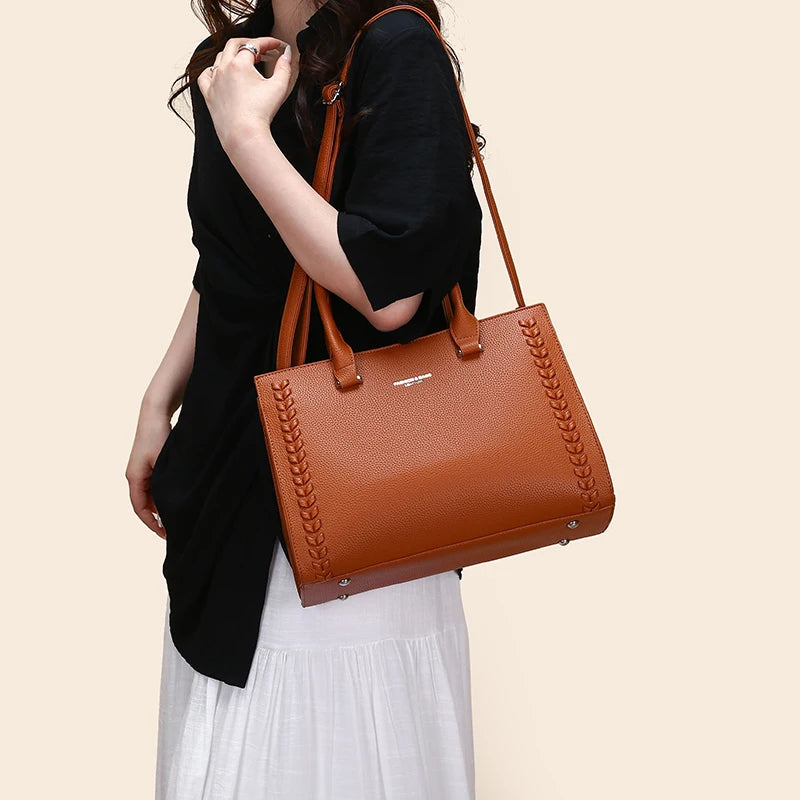 High Quality Women PU Leather Handbags Fashion Ladies 3 Pieces Set Shoulder Messenger Bags Casual Female New Tote Shopping Bag