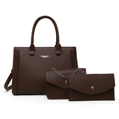 High Quality Women PU Leather Handbags Fashion Ladies 3 Pieces Set Shoulder Messenger Bags Casual Female New Tote Shopping Bag